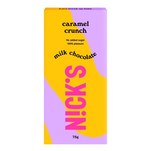 Nicks Milk Chocolate, Caramel Crunch, 75 g | Livsmedel - Godis & Snacks - Choklad | Gymkraft