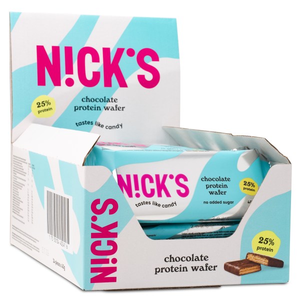 Nicks Protein Wafer, Chocolate, 24-pack | Träningstillskott - Efter Träning - Proteinbars | Gymkraft