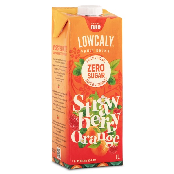 Lowcaly Fruktdryck, Strawberry Orange, 1 L