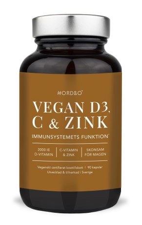 Miniatyrbild Nordbo Vegan D3, C-vitamin & Zink, 90 kaps