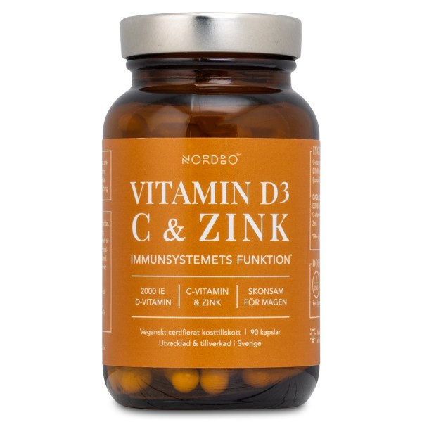 Nordbo Vegan D3, C-vitamin & Zink, 90 kaps | Vitamin & Mineraltillskott - Vitaminer - Multivitamin | Gymkraft