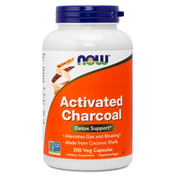 NOW Activated Charcoal, 200 kaps | Hälsa - Detox - Vätskedrivande detox | Gymkraft