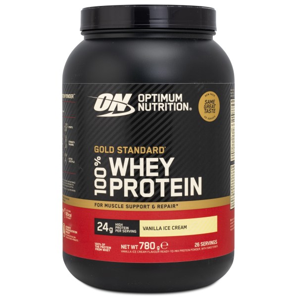 Optimum Nutrition 100% Whey Gold Standard, Vanilla Ice Cream, 780 g | Träningstillskott - Proteinpulver - Vassleprotein | Gymkraft