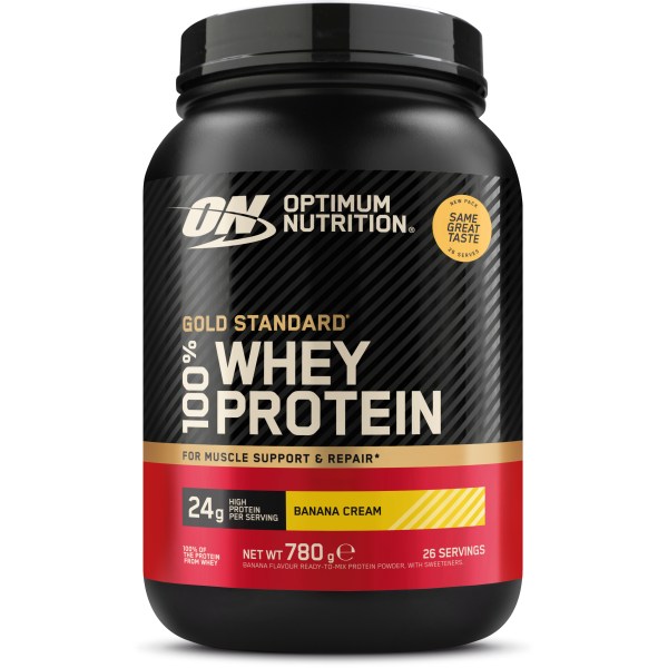 Optimum Nutrition 100% Whey Gold Standard, Banan, 780 g | Träningstillskott - Proteinpulver - Vassleprotein | Gymkraft