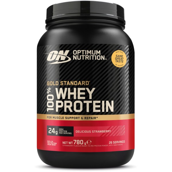 Optimum Nutrition 100% Whey Gold Standard, Jordgubb, 780 g | Träningstillskott - Proteinpulver - Vassleprotein | Gymkraft
