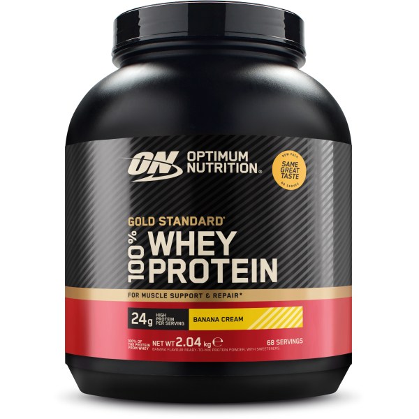 Optimum Nutrition 100% Whey Gold Standard, Banan, 2 kg | Träningstillskott - Proteinpulver - Vassleprotein | Gymkraft