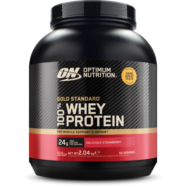 Optimum Nutrition 100% Whey Gold Standard, Jordgubb, 2 kg | Träningstillskott - Proteinpulver - Vassleprotein | Gymkraft