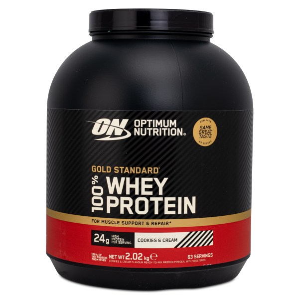 Optimum Nutrition 100% Whey Gold Standard, Cookie & Cream, 2 kg | Träningstillskott - Proteinpulver - Vassleprotein | Gymkraft