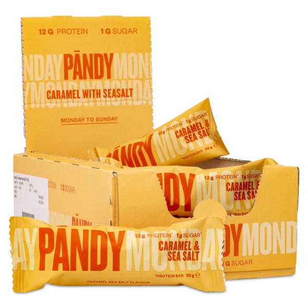 Pändy Protein Bar, Caramel & Sea Salt, 18-pack | Träningstillskott - Efter Träning - Proteinbars | Gymkraft
