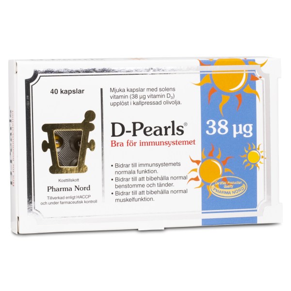 Pharma Nord D-Pearls Vitamin D3 38 mcg, 40 kaps | Vitamin & Mineraltillskott - Vitaminer - D-vitamin | Gymkraft