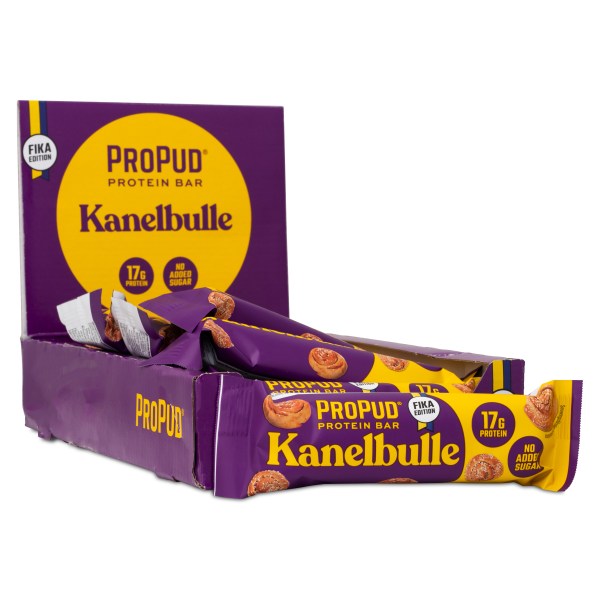 ProPud Protein Bar, Kanelbulle, 12-pack | Träningstillskott - Efter Träning - Proteinbars | Gymkraft