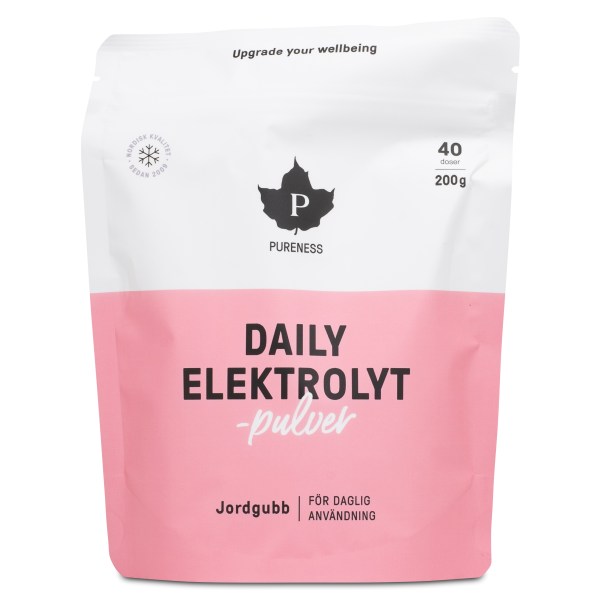 Pureness Daily Elektrolytpulver, Jordgubb, 200 g | Träningstillskott - Under Träning - Vätskeersättning | Gymkraft