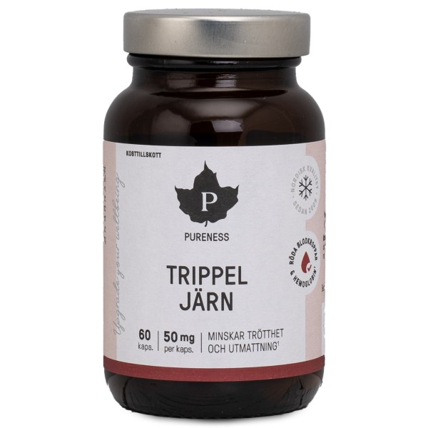 Pureness Trippel Järn, 60 kaps | Vitamin & Mineraltillskott - Mineraler - Järntillskott | Gymkraft