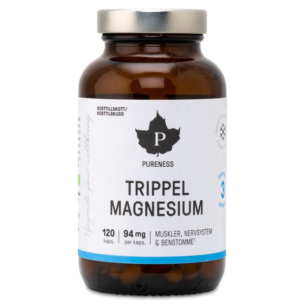 Pureness Trippel Magnesium, 120 kaps | Vitamin & Mineraltillskott - Mineraler - Magnesium | Gymkraft