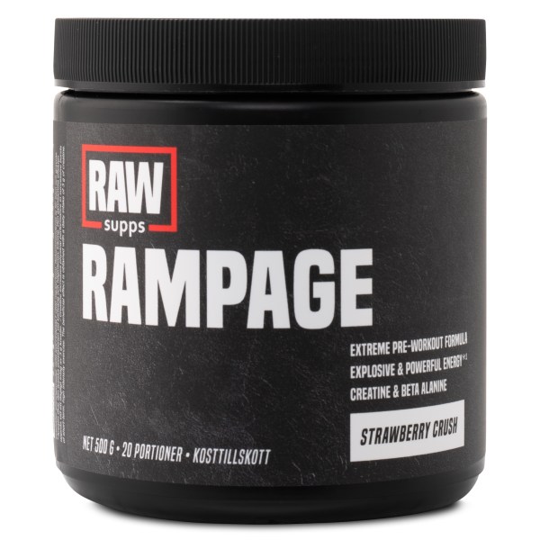 RAW Rampage, Strawberry Crush, 500 g | Träningstillskott - Före Träning - PWO | Gymkraft