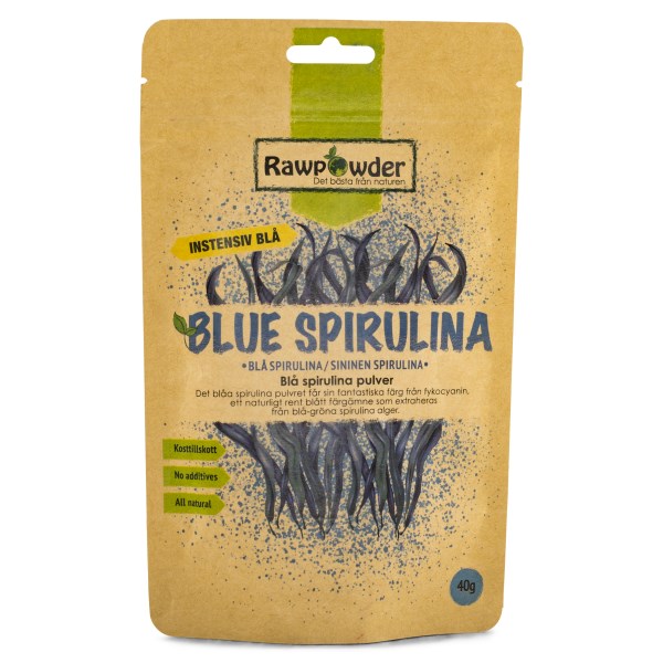 RawPowder Blå Spirulina Pulver Svenskt Kosttillskott