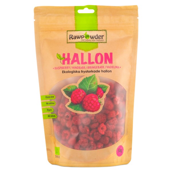 Rawpowder Frystorkade Hallon Eco, 50 g