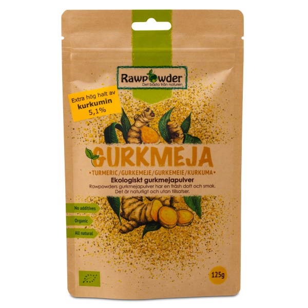 RawPowder Gurkmeja Pulver, 125 g | Hälsa - Led & Muskelbesvär - Ledtillskott | Gymkraft
