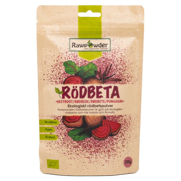 RawPowder Rödbetspulver, 200 g | Livsmedel - Superfood pulver | Gymkraft