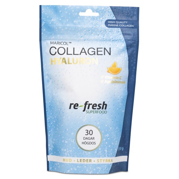 Re-fresh Superfood Collagen Hyaluron +C, Apelsin, 150 g | Hälsa - Kollagen | Gymkraft