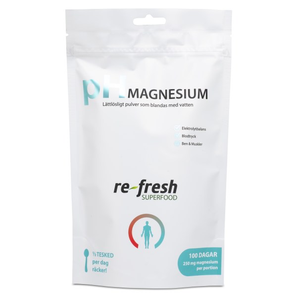 Re-fresh Superfood pH Magnesium, 100 g | Vitamin & Mineraltillskott - Mineraler - Magnesium | Gymkraft