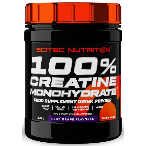 Scitec 100% Creatine Monohydrate, Blue Grape, 300 g