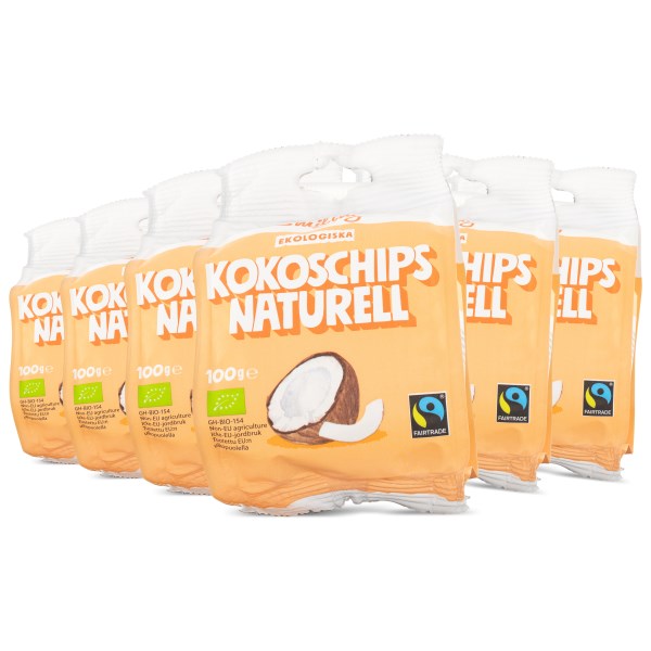Smiling Kokoschips Fairtrade EKO Naturell 6-pack