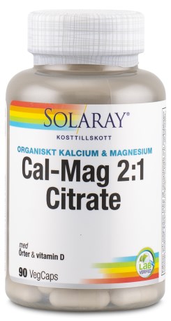 Miniatyrbild Solaray Cal-Mag 2:1 Citrate - Kort Datum, 90 kaps
