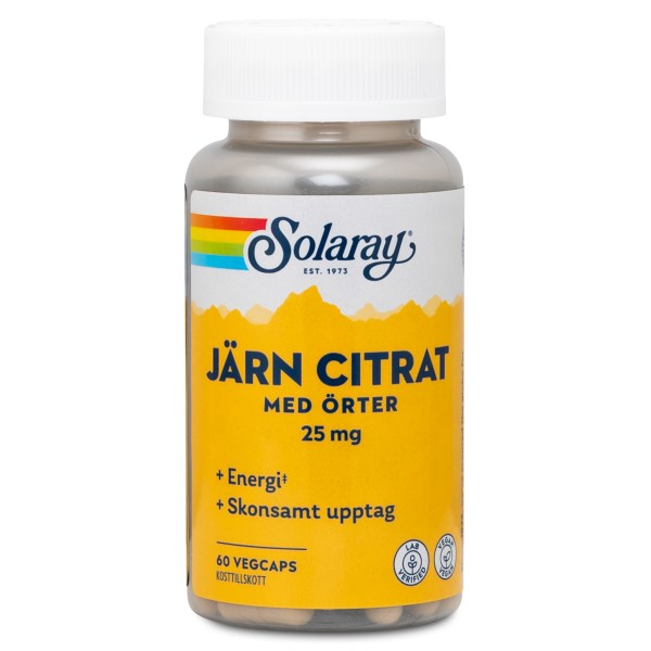 Solaray Järn Citrat - Kort Datum, 60 kaps