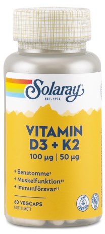 Miniatyrbild Solaray Vitamin D3 & K2, 60 kaps