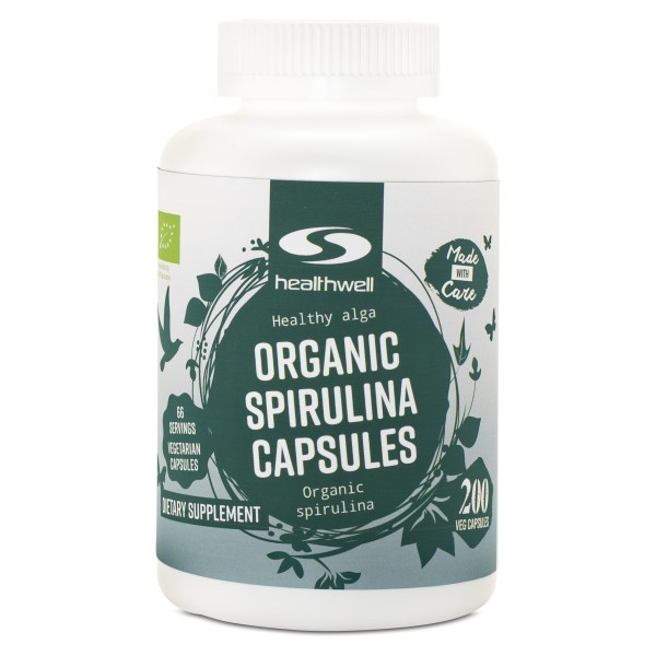 Healthwell Spirulina Kapslar EKO Näringsrik alg Svenskt Kosttillskott