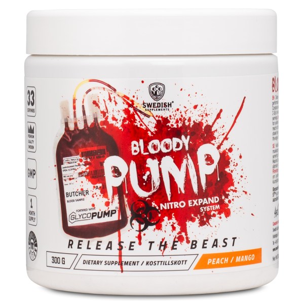 Swedish Supplements Bloody Pump, Peach Mango, 300 g | Träningstillskott - Före Träning - PWO | Gymkraft