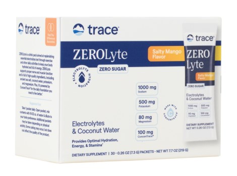 Miniatyrbild Trace Minerals ZEROlyte Electrolyte Drink Mix Salty, Mango, 30-pack