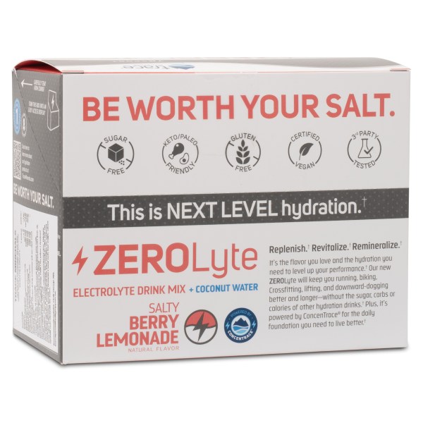 Trace Minerals ZEROlyte Electrolyte Drink Mix Salty, Berry Lemonade, 30-pack | Träningstillskott - Under Träning - Vätskeersättning | Gymkraft