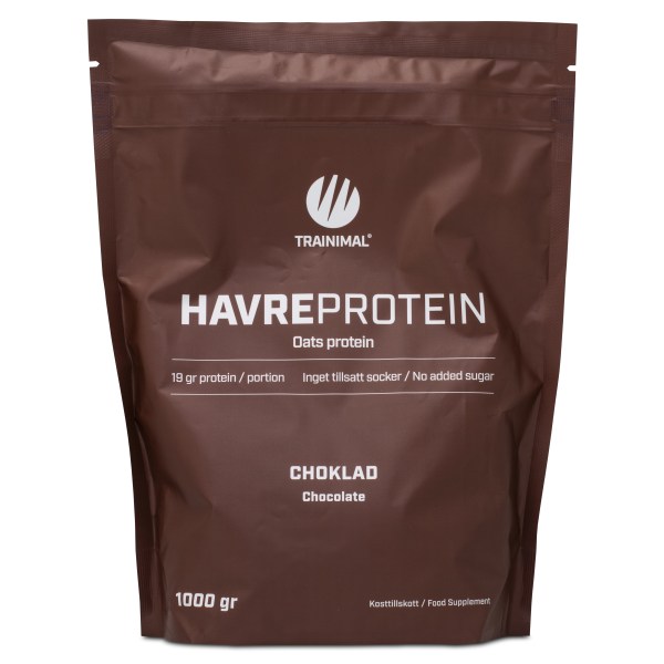 Trainimal Havreprotein, Choklad, 1 kg | Träningstillskott - Proteinpulver - Veganskt Protein | Gymkraft