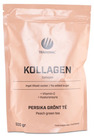 Miniatyrbild Trainimal Kollagen + Hyaluronsyra, Peach/Green Tea, 0,5 kg