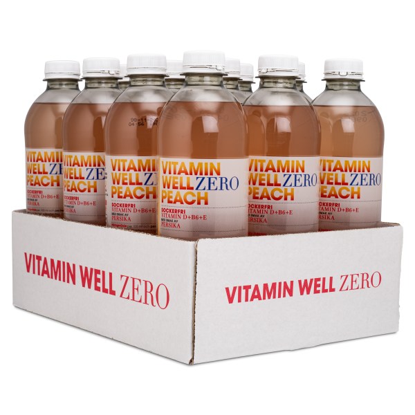 Vitamin Well Zero, Peach, 12-pack