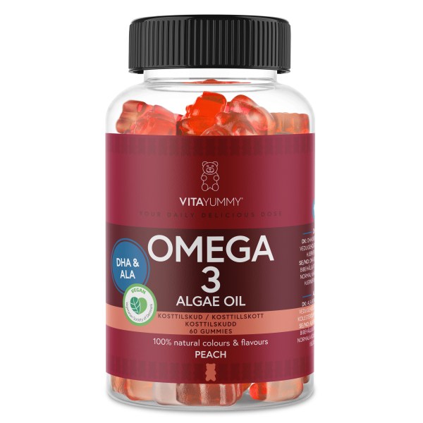 VitaYummy Omega 3, Peach, 60 Gummies | Hälsa - Omega-fettsyror - Omega-3 | Gymkraft