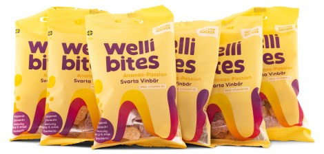 Miniatyrbild Wellibites Ananas-Passion & Svarta Vinb�r, 6-pack