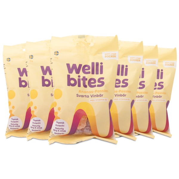 Wellibites Ananas-Passion & Svarta Vinbär, 6-pack | Livsmedel - Godis & Snacks - Godis | Gymkraft