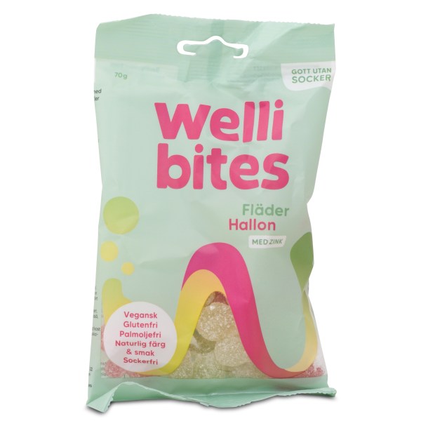 Wellibites Fläder & Hallon, 70 g | Livsmedel - Godis & Snacks - Godis | Gymkraft