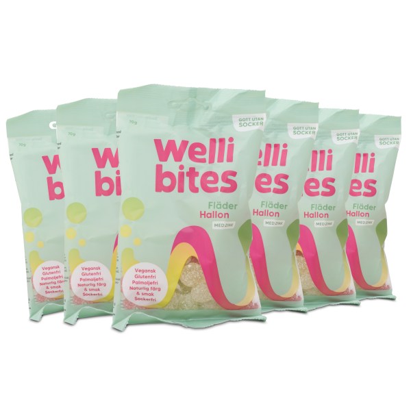 Wellibites Fläder & Hallon, 6-pack | Livsmedel - Godis & Snacks - Godis | Gymkraft