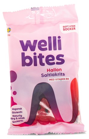 Miniatyrbild Wellibites Hallon & Saltlakrits, 70 g