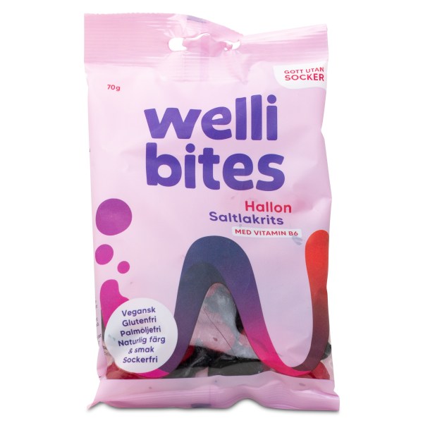 Wellibites Hallon & Saltlakrits, 70 g | Livsmedel - Godis & Snacks - Godis | Gymkraft