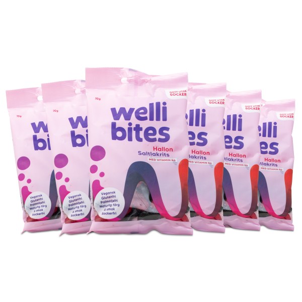 Wellibites Hallon & Saltlakrits, 6-pack | Livsmedel - Godis & Snacks - Godis | Gymkraft