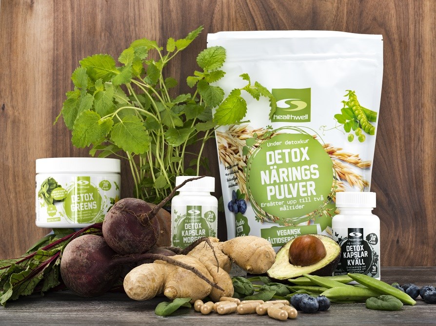 Detox Greens, Detox Nringspulver, Detox Kapslar och grnsaker fr detox.