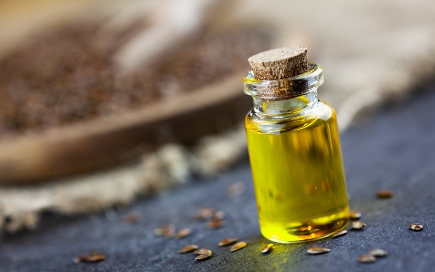 Linfr�olja i glasburk.