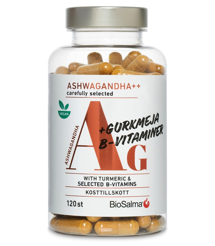 BioSalma Ashwagandha + Gurkmeja B-vitaminer 