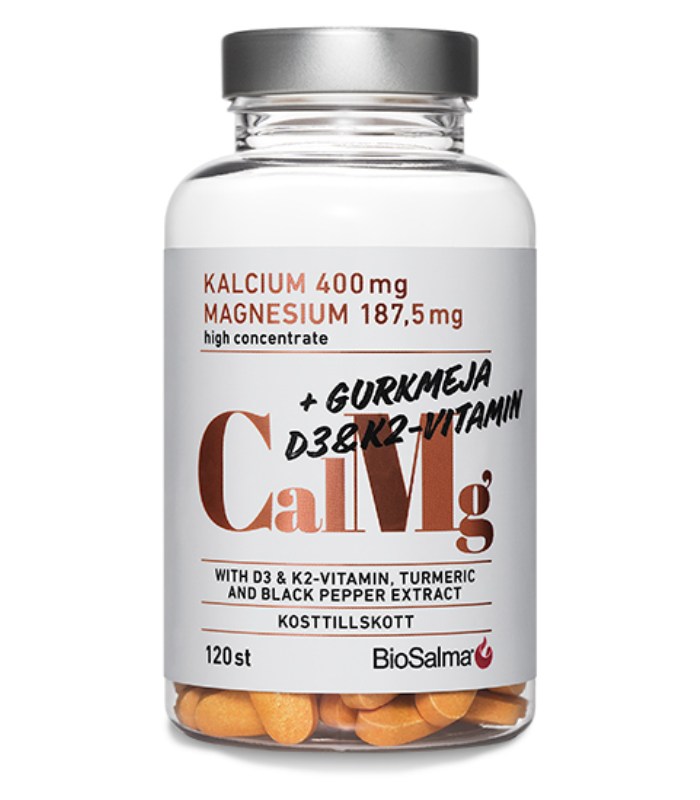 BioSalma Kalcium & Magnesium med D3, K2 & Gurkmeja