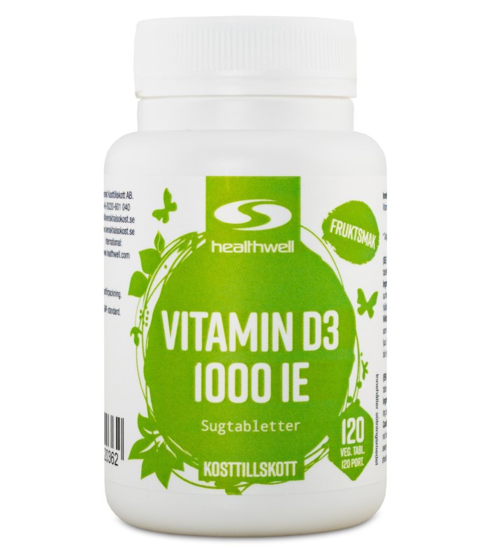 Healthwell Vitamin D3 1000 IE Sugtabletter